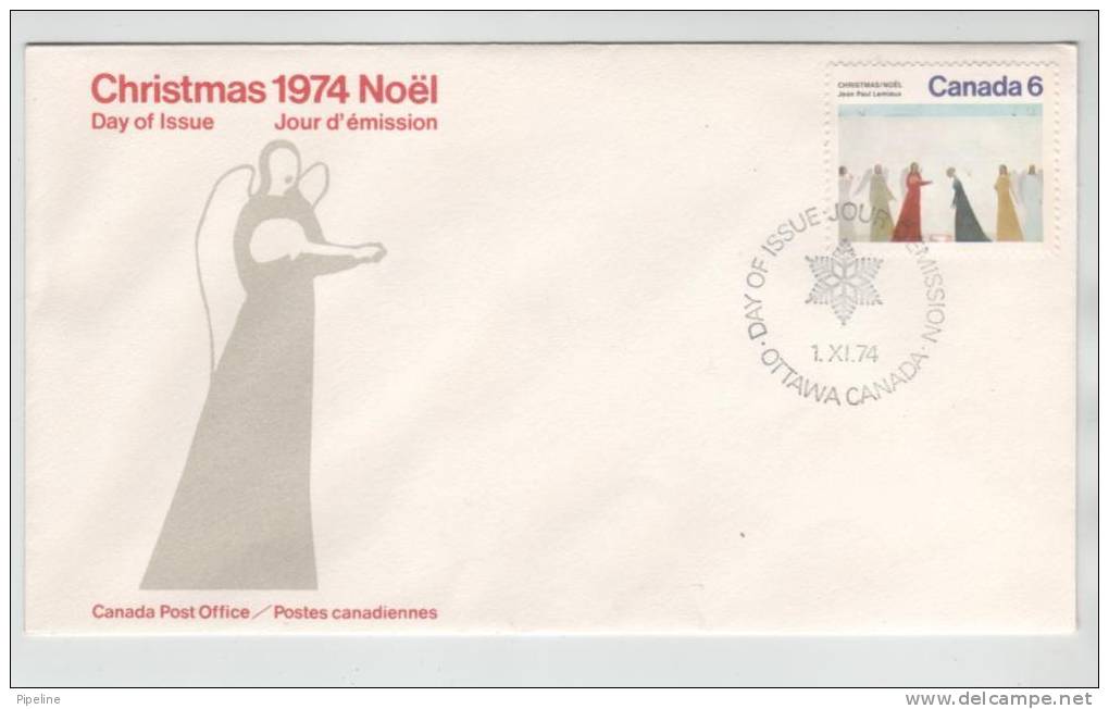 Canada FDC 1-11-1974 Christmas Stamp With Cachet - 1971-1980