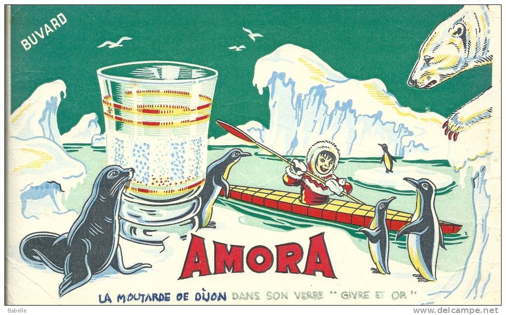 BUVARD - AMORA - La Moutarde De Dijon Dans Son Verre "Givre Et Or" - Alimentaire