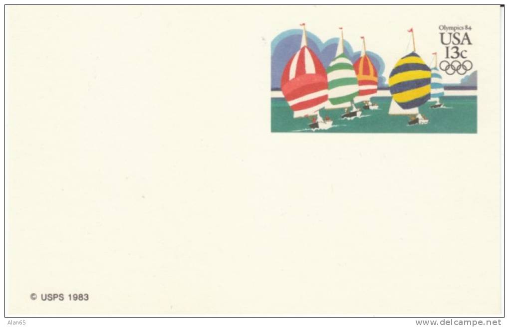 UX100 '84 Olympics Sailing 1983 Unused Postal Card - 1981-00