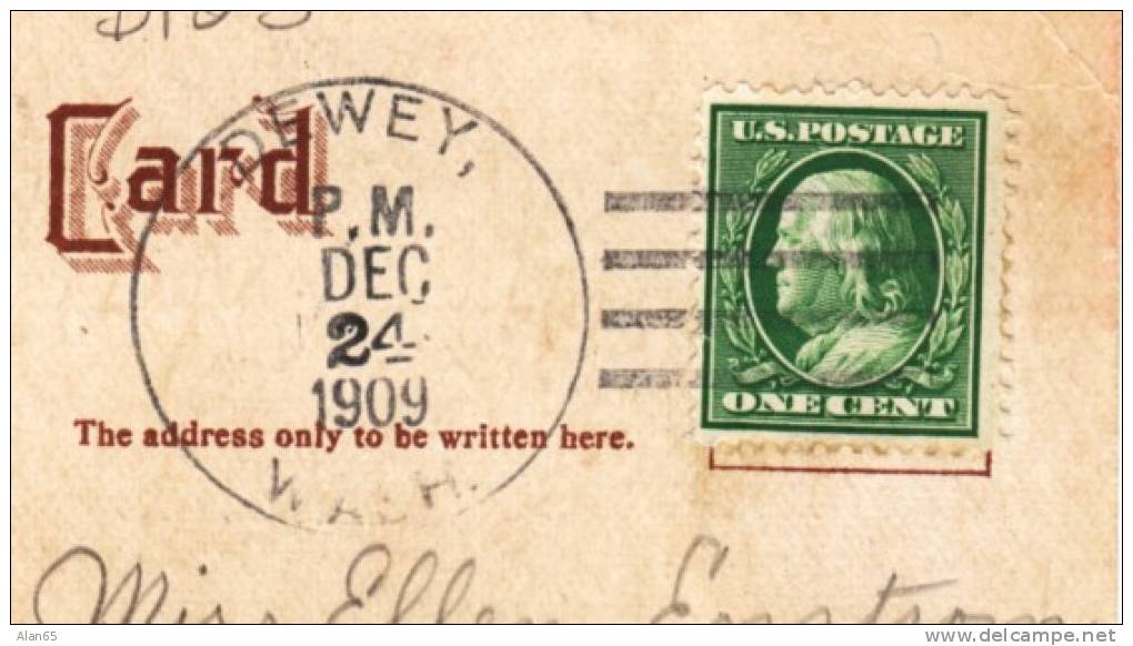 DPO Dewey WA Washington, Skagit County Closed Post Office Rf-3, 4-bar Postmark Cancel On Postcard - Marcofilie