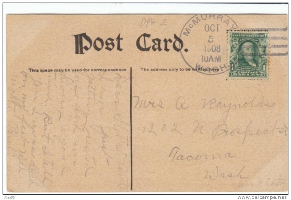 DPO McMurray WA Washington, Skagit County Closed Post Office Rf-2, 4-bar Postmark Cancel On Postcard - Postal History