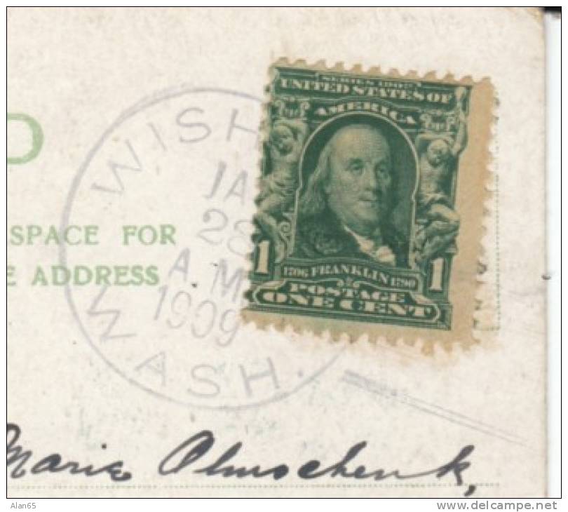 DPO Wishkah WA Washington,  Grays Harbor County Closed Post Office Rf-4, Doane Postmark Cancel On Postcard - Postal History