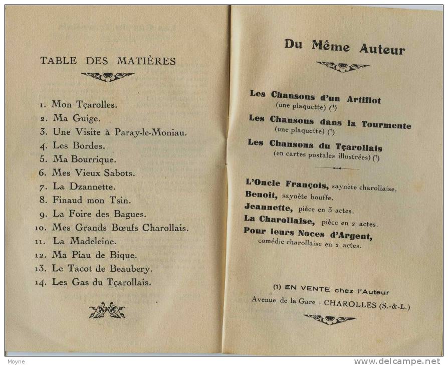 Bourgogne -  CHAROLLES : Les Chansons Du Tçarollais  Par Joanny FURTIN  - 14 Chansons Dont En Patois - Bourgogne