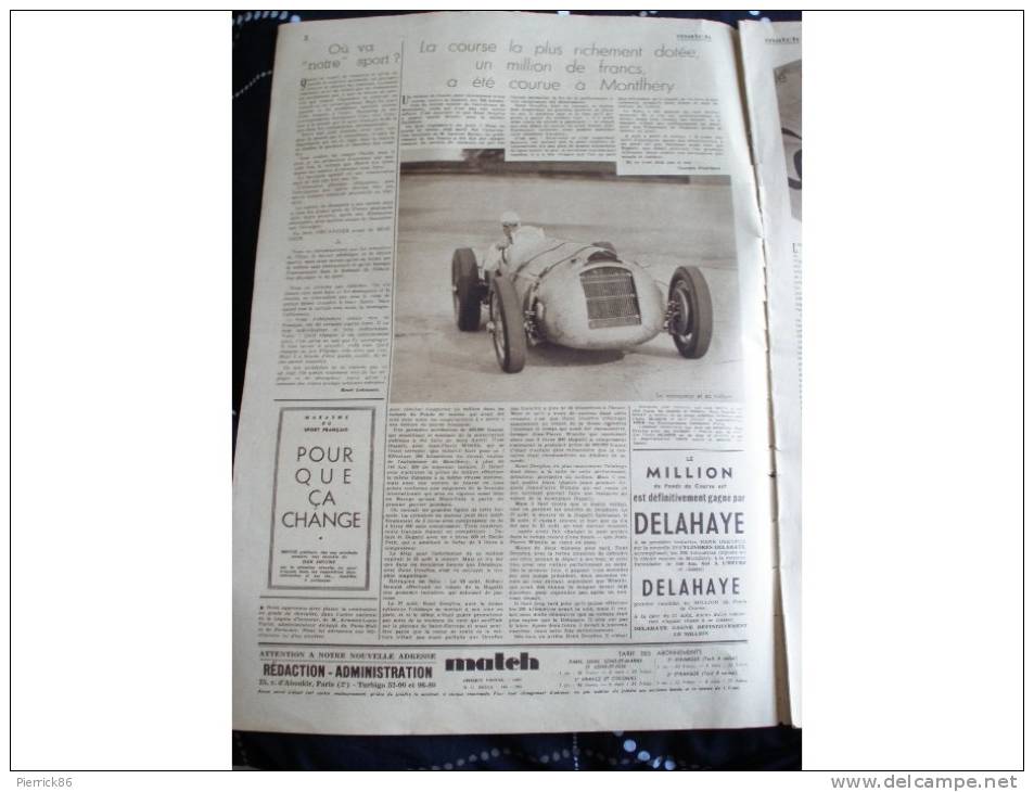 1937 MORT DE PIERRE DE COUBERTIN DELAHAYE GAGNE A MONTLHERY PIROVANO ROI DES GLACIERS CRITERIUM DES AS GRAND PRIX MOTO - Autres & Non Classés