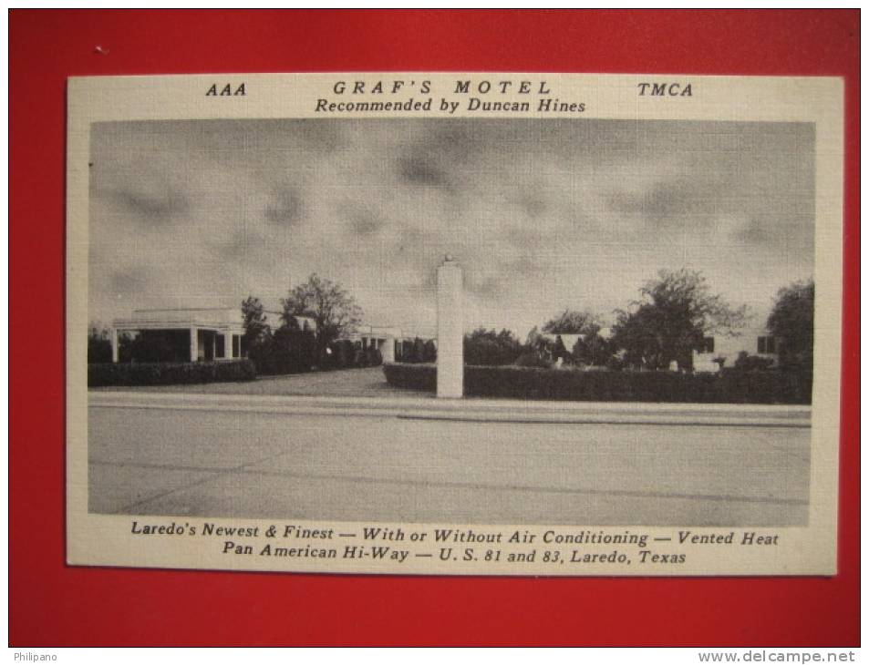 Laredo TX-- Graf's Motel    Border Linen     === === = Ref 221 - Autres & Non Classés