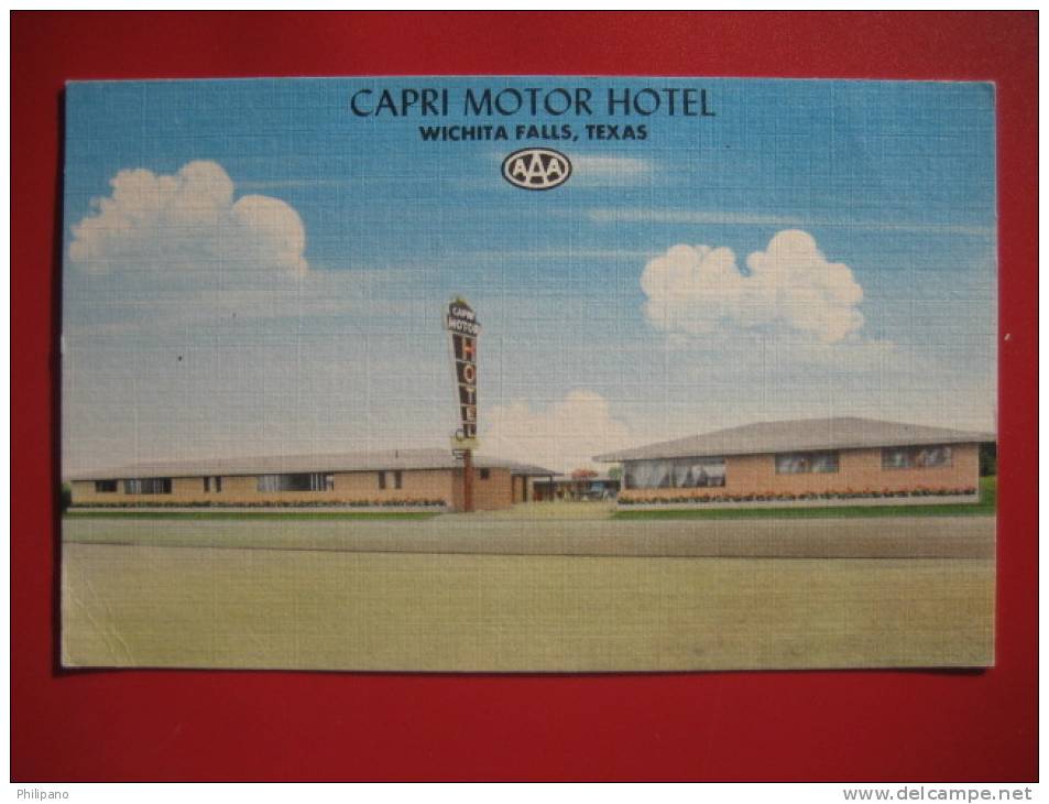 Wichita Falls TX   Capri Motor Hotel  Linen ===   ==ref 221 - Otros & Sin Clasificación