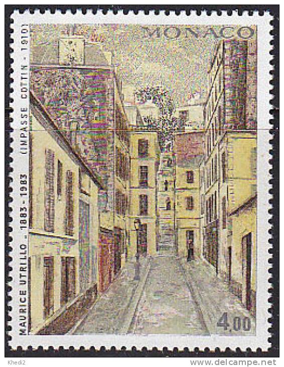 Timbre MONACO -  YT 1392 - Peinture MAURICE UTRILLO - Painting Stamp - Kunst Briefmarke - Impressionisme