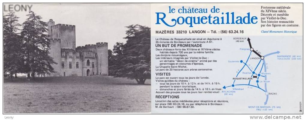 Carte De LANGON (33) Publicité Pour Le CHATEAU De ROQUETAILLADE - Langon