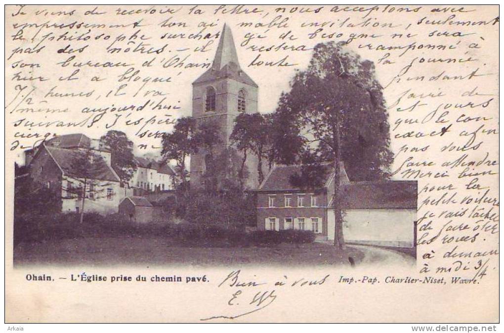 OHAIN = L'église Prise Du Chemin Pavé  (1905) - Lasne