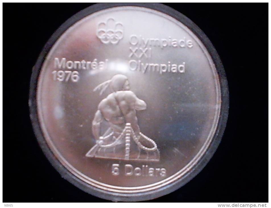 CANADA  1976 OLIMPIADI MONTREAL  OLYMPIC GAME CANOA  ( CANOEING ) 5 SILVER DOLLARS  In ARGENTO FDC UNC - Canada