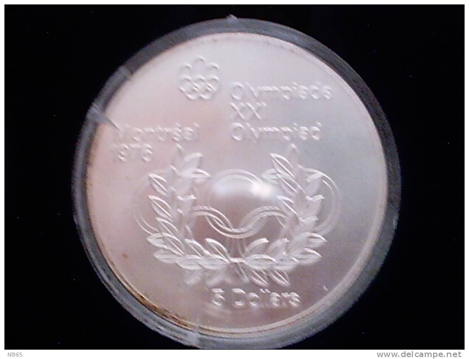 CANADA  1976 OLIMPIADI MONTREAL  OLYMPIC GAME CERCHI OLIMPICI  ( OLYMPIC RINGS ) 5 SILVER DOLLARS  In ARGENTO FDC UNC - Canada