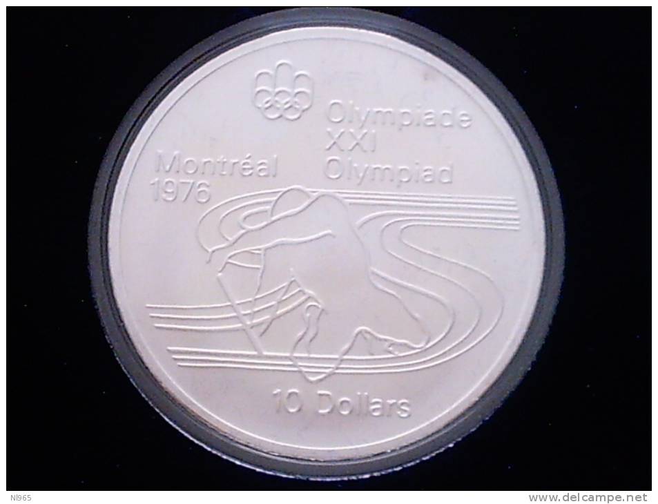 CANADA  1976 OLIMPIADI MONTREAL  OLYMPIC CANOA  ( CANOEING )  10 SILVER DOLLARS  In ARGENTO FDC UNC - Canada