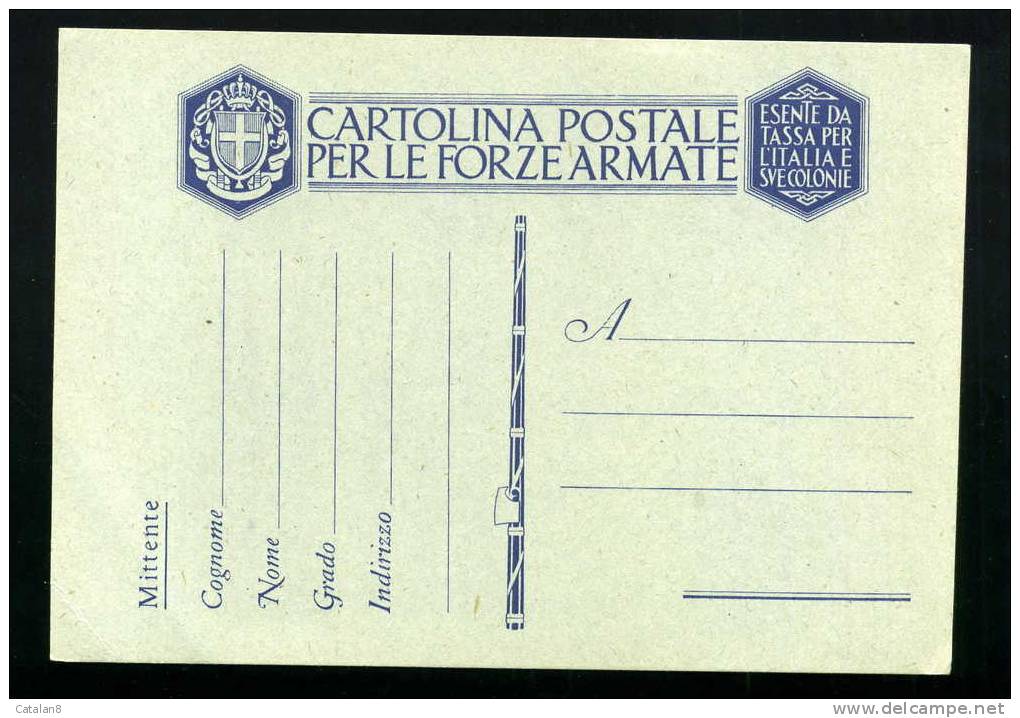 V0424 STORIA POSTALE REGNO CARTOLINA POSTALE FRANCHIGIA COLONIE CARTIGLIO GRANDE - Franchise