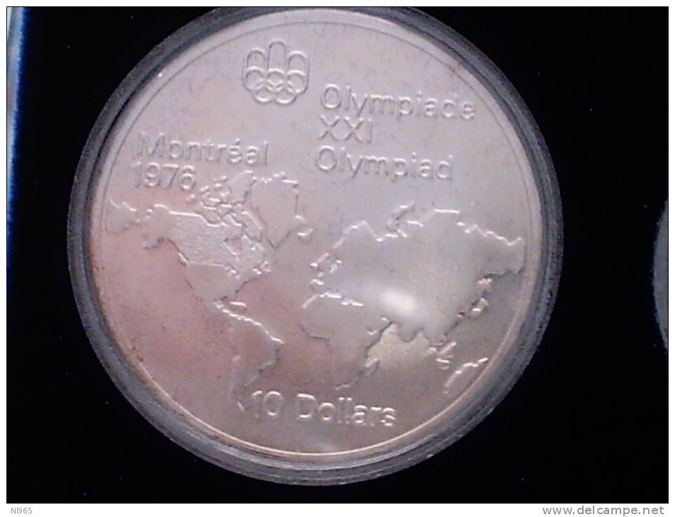 CANADA  1976 OLIMPIADI MONTREAL  OLYMPIC GAME MAPPA DEL MONDO ( WORLD MAP )  10 SILVER DOLLARS  In ARGENTO FDC UNC - Canada