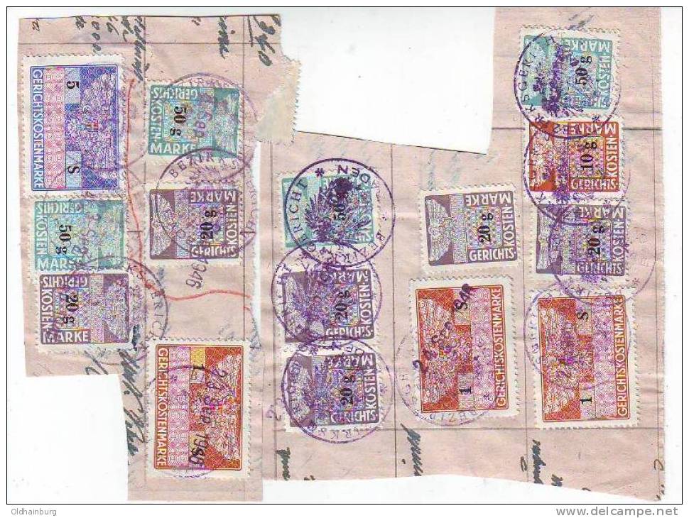 206f: Lot Österreich- Gerichtskosten Gest. Baden 23.9. Und 24.9.1946 - Revenue Stamps