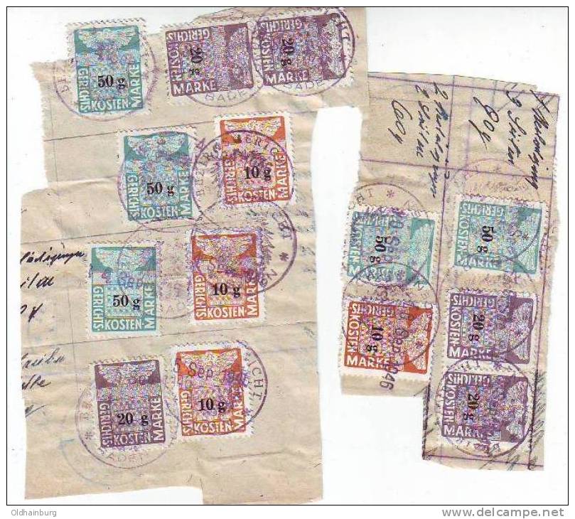0206g: Lot Österreich- Gerichtskosten Gest. Baden 3.9. Und 11.9.1946 - Revenue Stamps