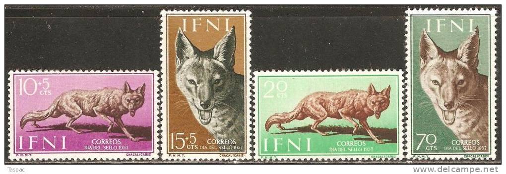 Ifni 1957 Mi# 167-170 * MH / ** MNH - Stamp Day / Jackal - Ifni