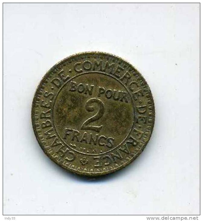 - FRANCE . BON POUR 2F. 1923 . CHAMBRES DE COMMERCE . - Monetary / Of Necessity