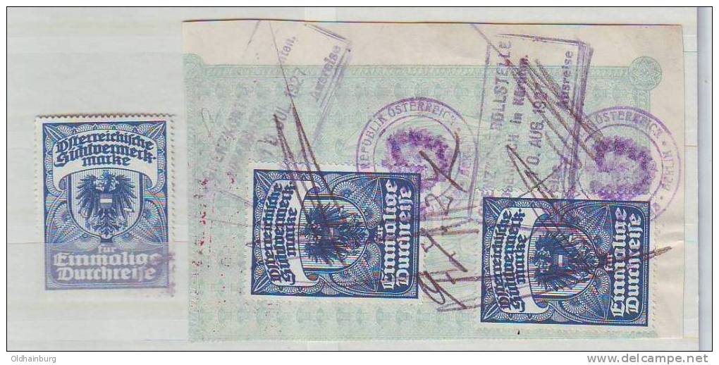 0206a: Kärnten Sichtvermerk Grenzkontrollstelle Rosenbach 1935 Drei Stück - Revenue Stamps