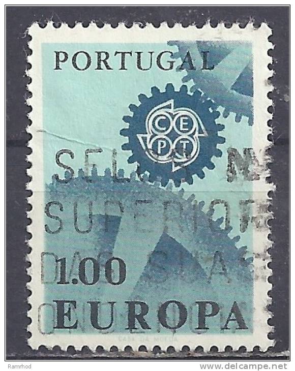 PORTUGAL 1967 Europa - Cogwheels -1e - Blue, Black & Lt Blue  FU - Used Stamps