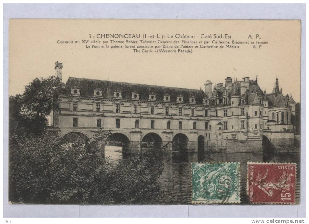 CHENONCEAU - Le Château - Côté Sud - Est . Old PC. France. - Chenonceaux