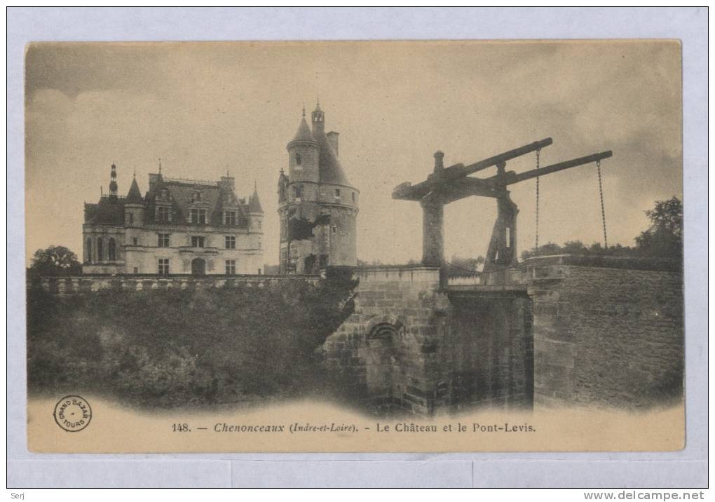 Chenonceaux - Le Château Et Le Pont - Levis . Old PC. France. - Chenonceaux