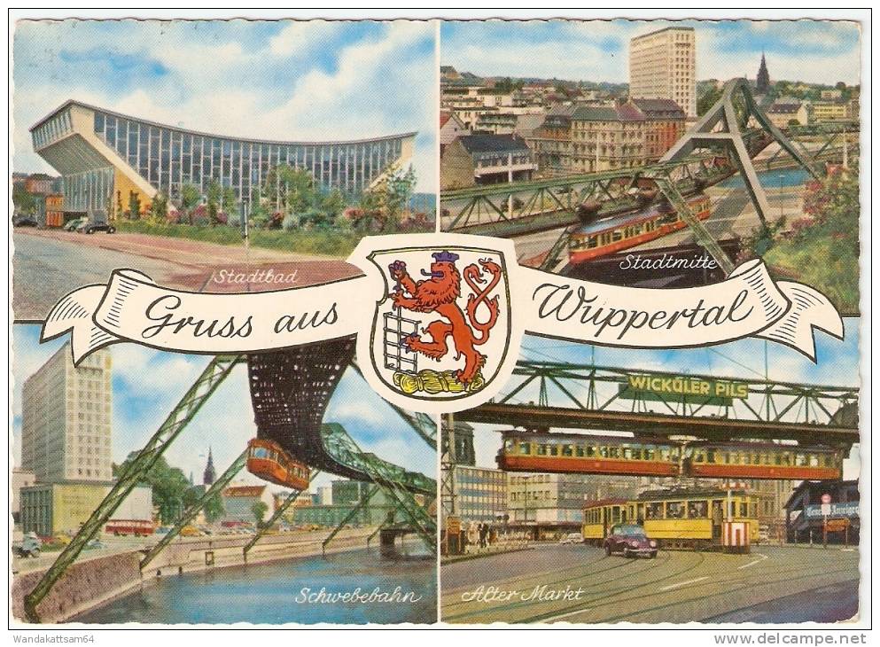 AK Gruss Aus Wuppertal Mit Wappen Mehrbild 4 Bilder 14.10.60.-10 (22a) WUPPERTAL-BARMEN 7 Nach Wurzen In Sachsen Mit - Wuppertal