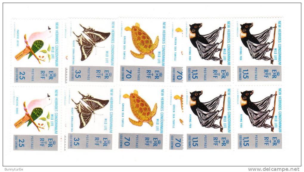 New Hebrides British 1974 Nature Conservation Dove Flying Fox Blk Of 4 MNH - Unused Stamps