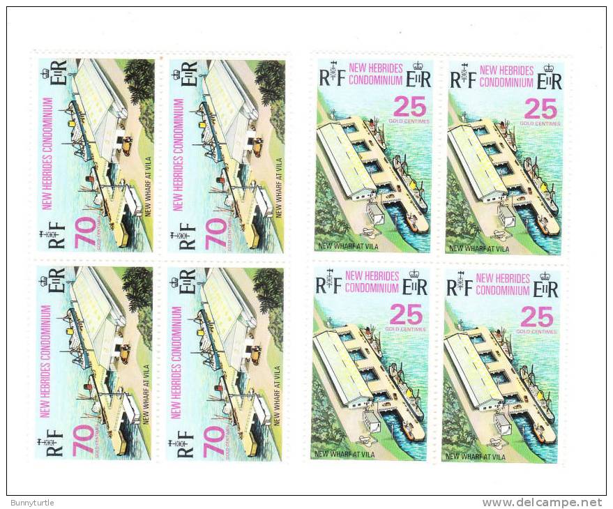 New Hebrides British 1973 New Wharf At Vila Ship Warehouse Blk Of 4 MNH - Ungebraucht