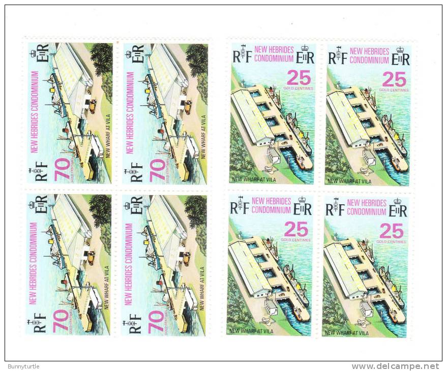 New Hebrides British 1973 New Wharf At Vila Ship Warehouse Blk Of 4 MNH - Unused Stamps