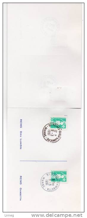Carnet " DU 11 AU 23 MARS 1991 LA POSTE DE REIMS A L HEURE EUROPEENNE " avec le cachet des bureaux de Reims sur n° 2618