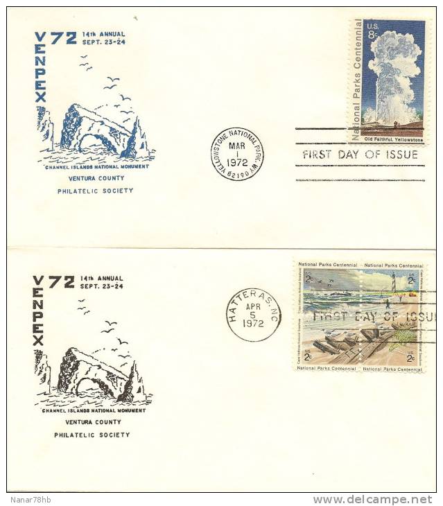 (d) Lot De 5 Enveloppes 1er Jour National Parks Centenial - 1971-1980