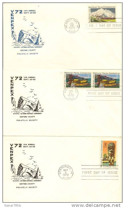 (d) Lot De 5 Enveloppes 1er Jour National Parks Centenial - 1971-1980