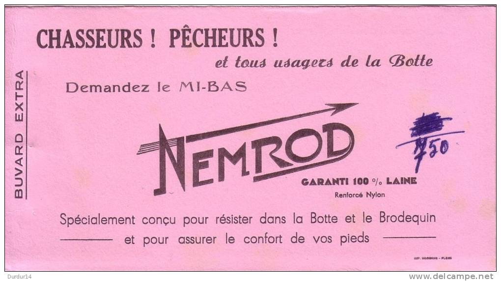 BUVARD - NEMROD - CHASSEURS ! PÊCHEURS ! Demandez  Le MI-BAS.... - N