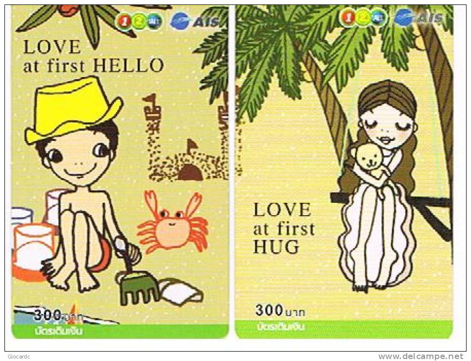 TAILANDIA (THAILAND) - 12CALL / AIS (GSM RECHARGE) - LOVE (COMPLET PUZZLE OF 2 ) EXP. JUN 2009    - USED -  RIF. 1927 - Rompecabezas