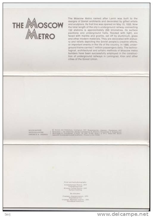 Cover For  The Moscow Metro Postcards . Russia . USSR - Métro