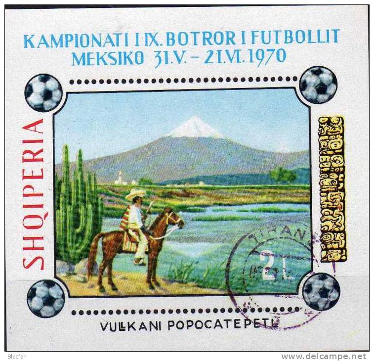 Fußball WM In Mexiko 1970 Albanien Block 38 ** Plus O 7€ Reiter Pampa Championat Sport Bloc Soccer Sheet From Shqiperise - 1970 – Mexico