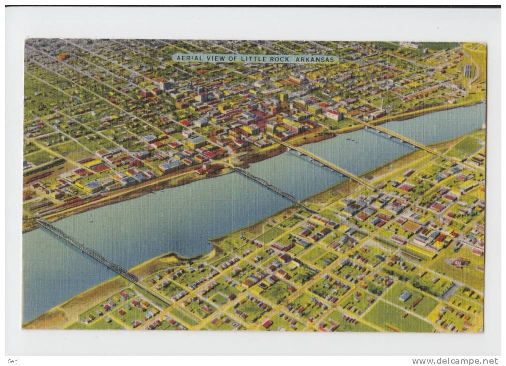 AERIAL VIEW OF LITTLE ROCK . ARKANSAS . 1944 Old PC . USA - Little Rock