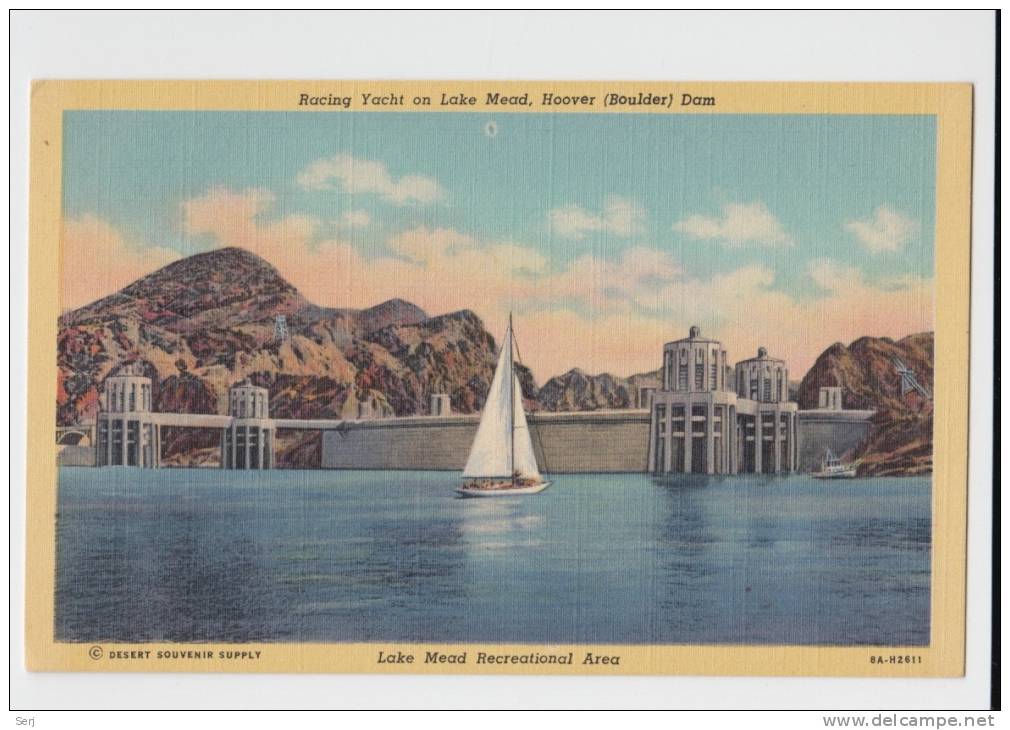 RACING YACHT ON LAKE MEAD , HOOVER (BOULDER) DAM . Old PC . USA - Sonstige & Ohne Zuordnung