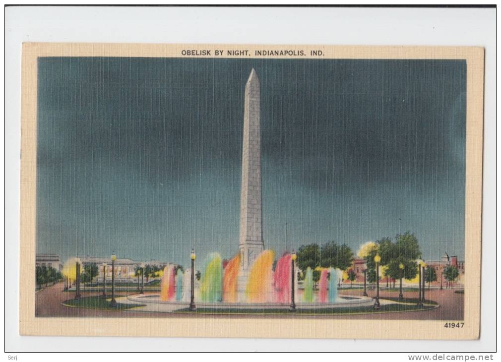 OBELISK BY NIGHT , INDIANAPOLIS , IND . Old PC . USA - Indianapolis