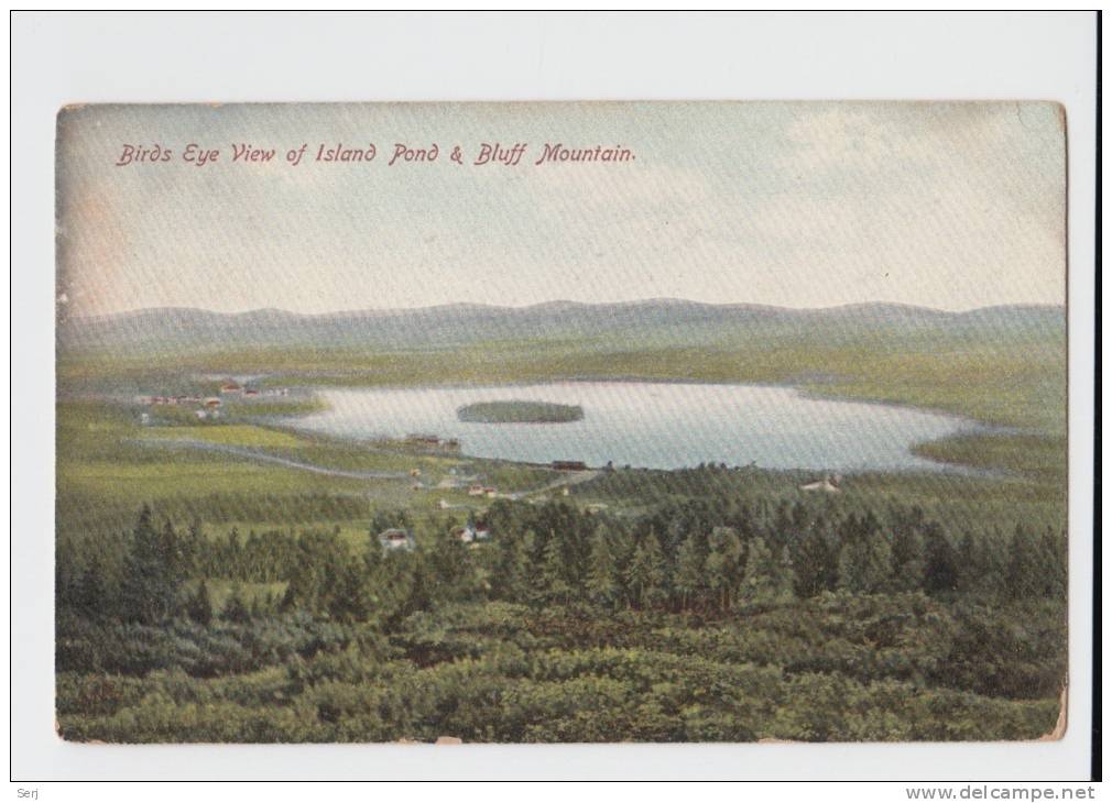 BIRDS EYE VIEW OF ISLAND POND AND BLUFF MOUNTAIN . Old PC . USA - Other & Unclassified