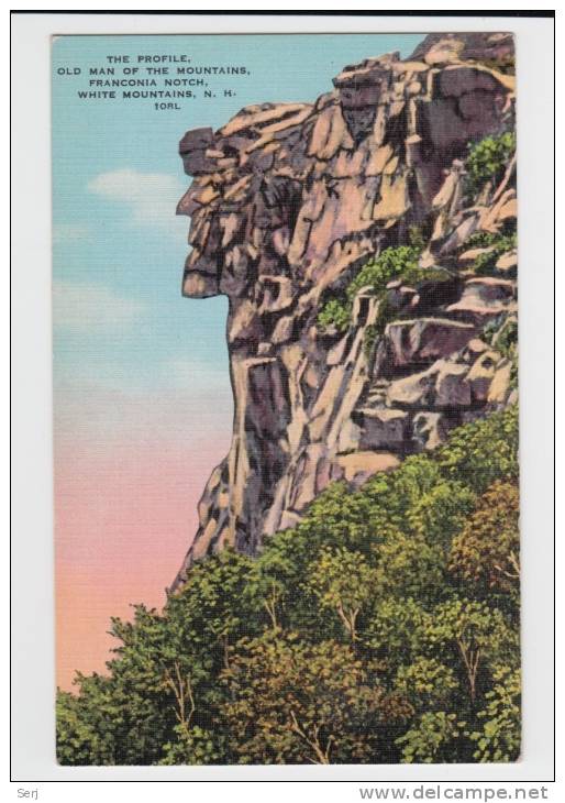 THE PROFILE , OLD MAN OF THE MOUNTAINS , FRANCONIA NOTCH , WHITE MOUNTAINS , N.H . Old PC . USA - White Mountains