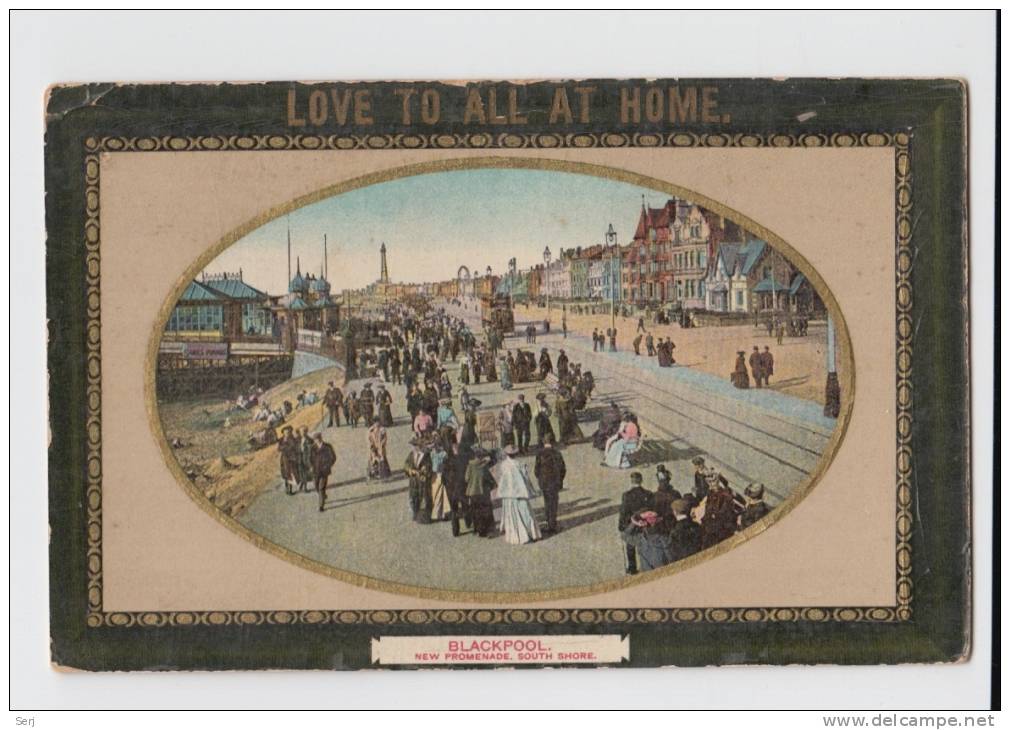 NEW PROMENADE , South Shore Blackpool . LOVE TO ALL AT HOME . OLD PC . UK . ENGLAND - Blackpool