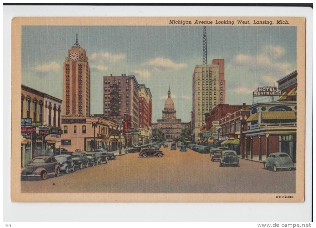 MICHIGAN AVENUE , LOOKING WEST , LANSING . Old PC . USA - Lansing