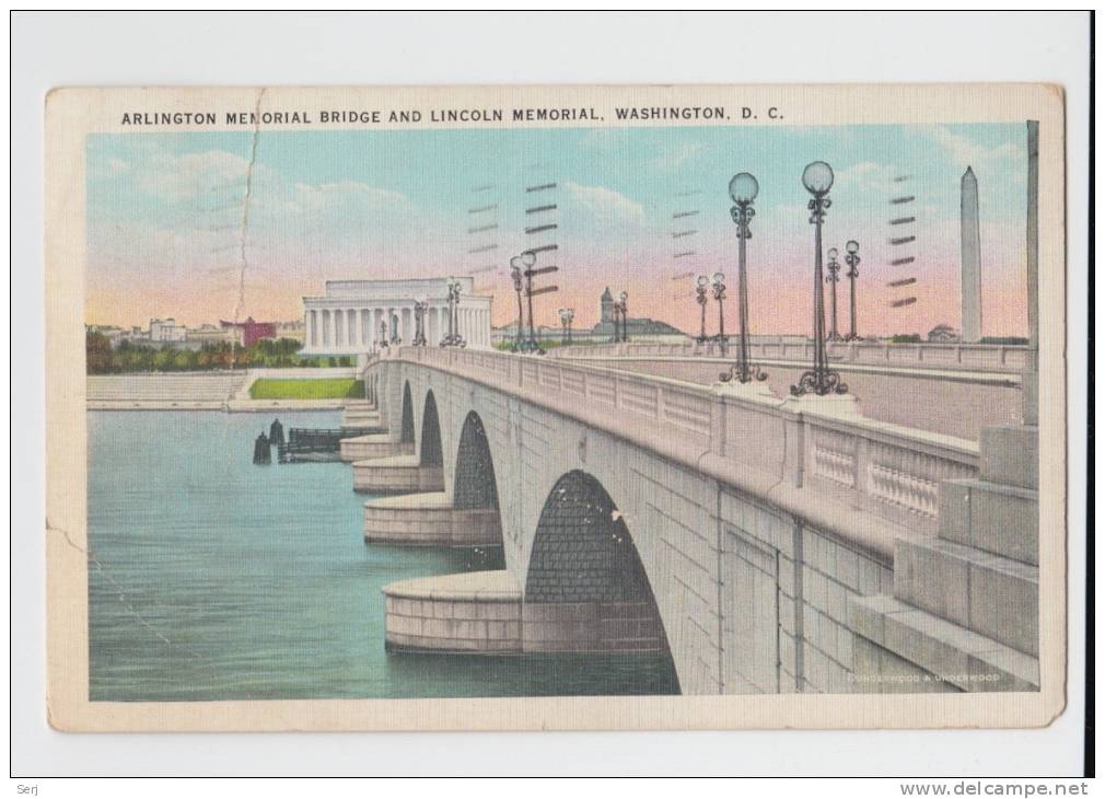 ARLINGTON MEMORIAL BRIDGE AND LINCOLN MEMORIAL , WASHINGTON D.C. . Old PC . USA - Washington DC