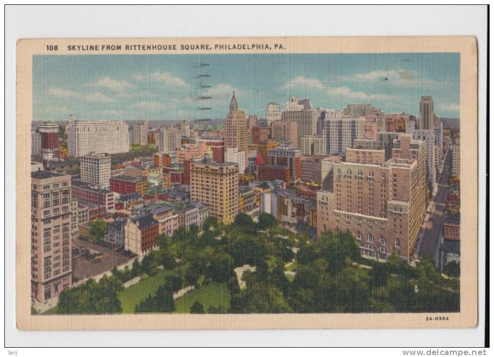 SKYLINE FROM RITTENHOUSE SQUARE , PHILADELPHIA . Old PC . USA - Philadelphia