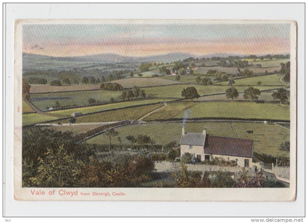 VALE OF CLWYD FROM DENBIGH CASTLE . Old PC . UK . WALES - Denbighshire