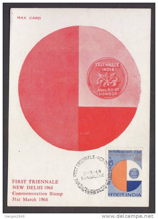 India 1968  First Triennele For Modern Paintings Maximum Card # 24709 Indien Inde - Unused Stamps