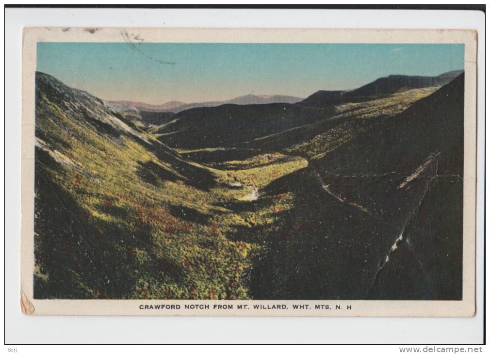 CRAWFORD NOTCH FROM MT. WILLARD , WHT. MTS , N.H . Old PC . USA - White Mountains