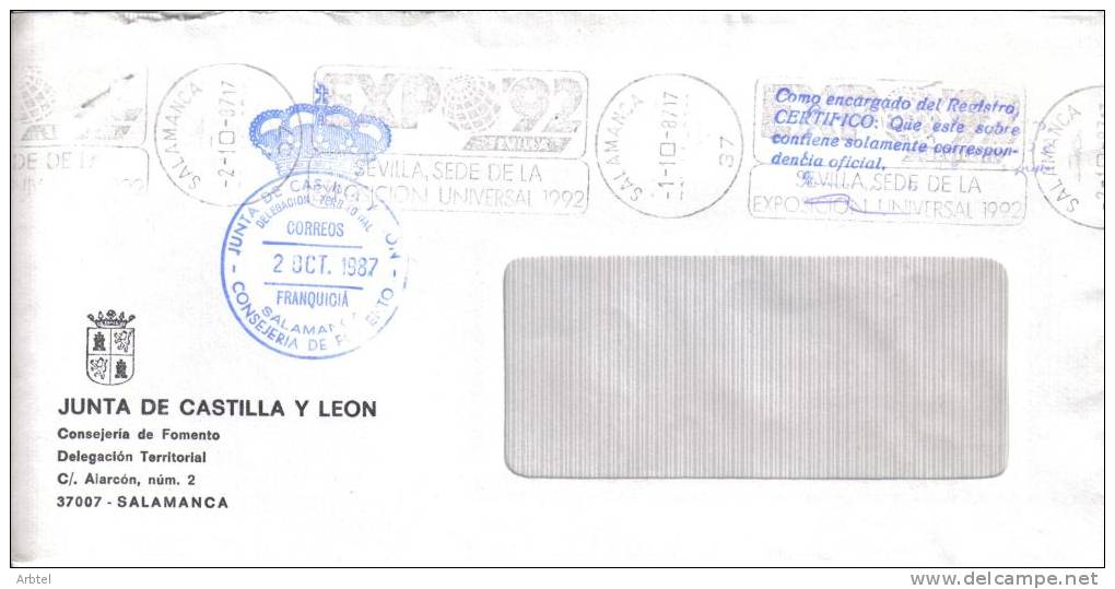 FRANQUICIA SALAMANCA JUNTA DE CASTILLA Y LEON CONSEJERIA DE FOMENTO - Postage Free